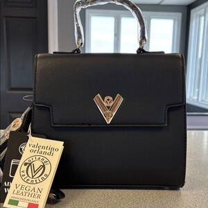Valentino Orlandi Black Vegan Leather Satchel